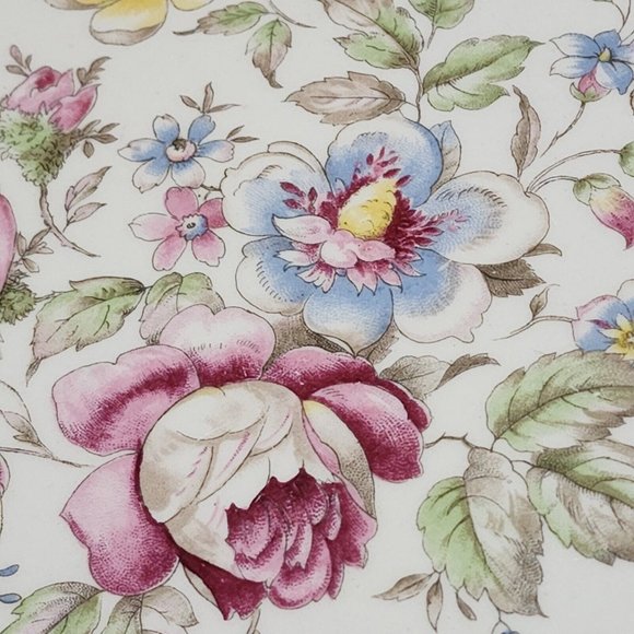 Vintage Royal China USA Romance Dinner Plate 10" floral center swirl rim - Picture 7 of 8